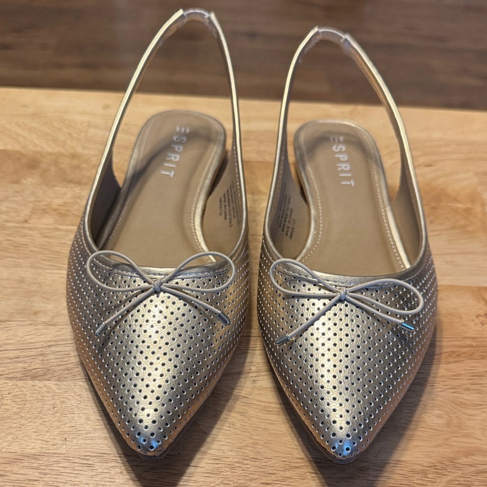 Esprit Metallic Gold Slingback Flats